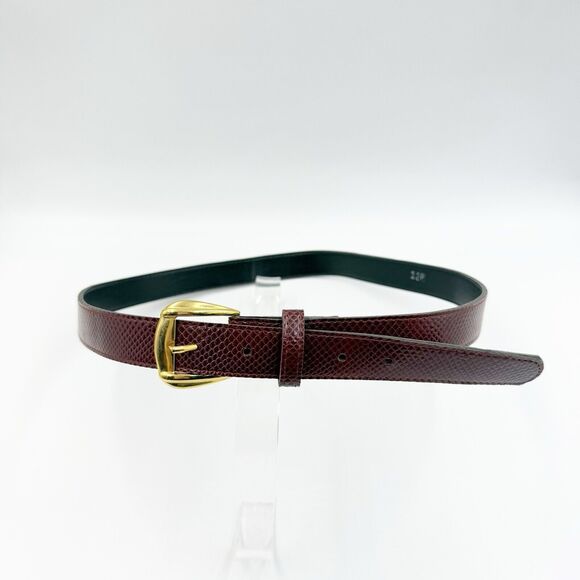 Women Snakeskin Pattern Dress Belt Slim Red Size 12 Gold Buckle - Picture 13 of 16